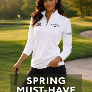 Callaway White Quarter Zip Pullover Womens Golf Top Athletic Lightweight